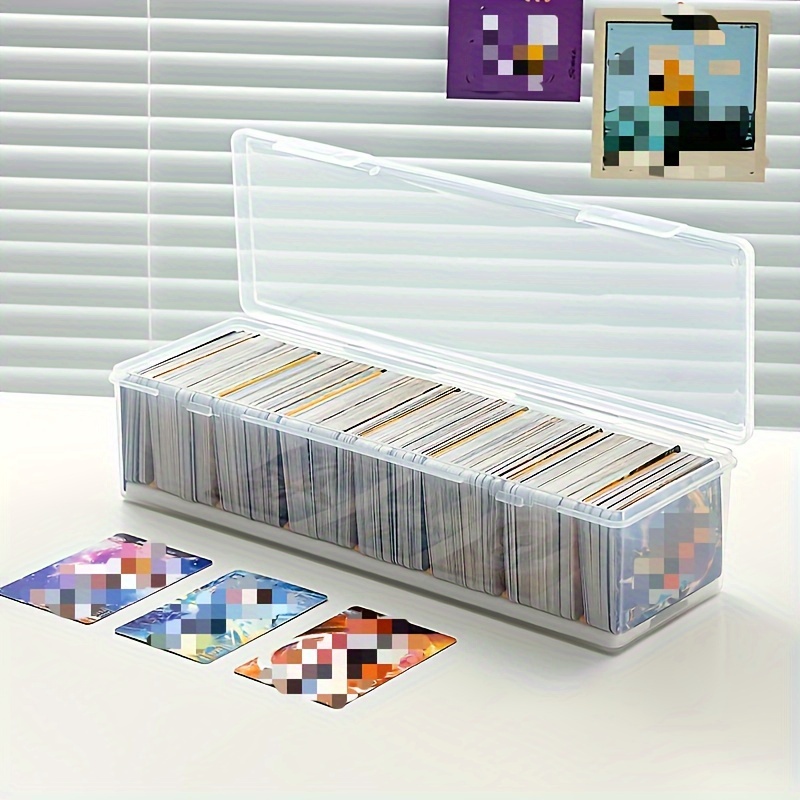 TEMU Waterproof Plastic Trading Card Storage Box With Dustproof Lid – 1pc Clear Card Organizer For Collectible Cards, Ages 14+