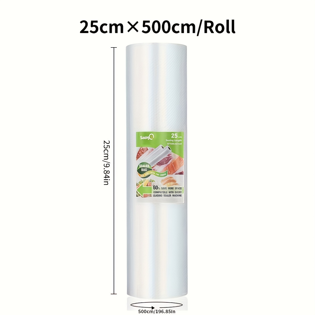 TEMU 1 Roll Of Textured Vacuum Compression Bags, Single-sided Mesh Sausage And Cured Meat Plastic Fresh-keeping Bag, Food Preservation Packaging Film