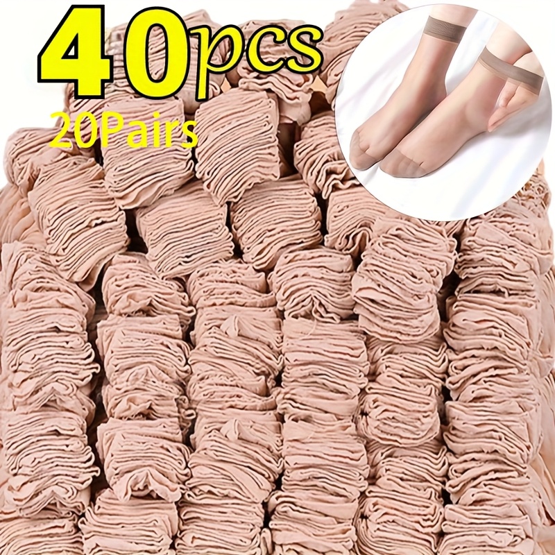40pcs 20pairs ultra thin stretchy nylon ankle socks for women transparent breathable comfortable   spring summer hand wash   cute socks