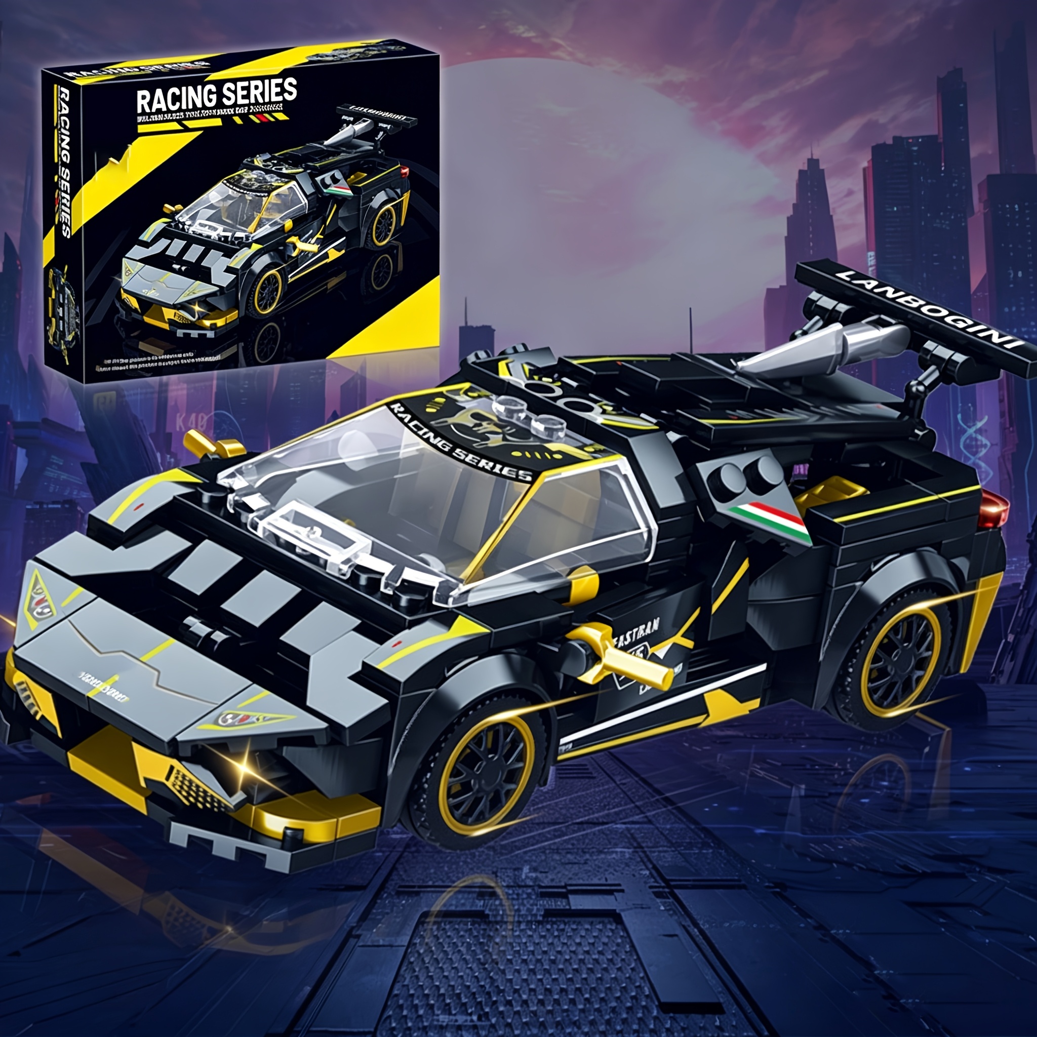 Image of 311pcs Sports Car Building Block Toy Set, Sports Car Assembly Toy With Tail Wing, Suitable For Children's Block Toy Car