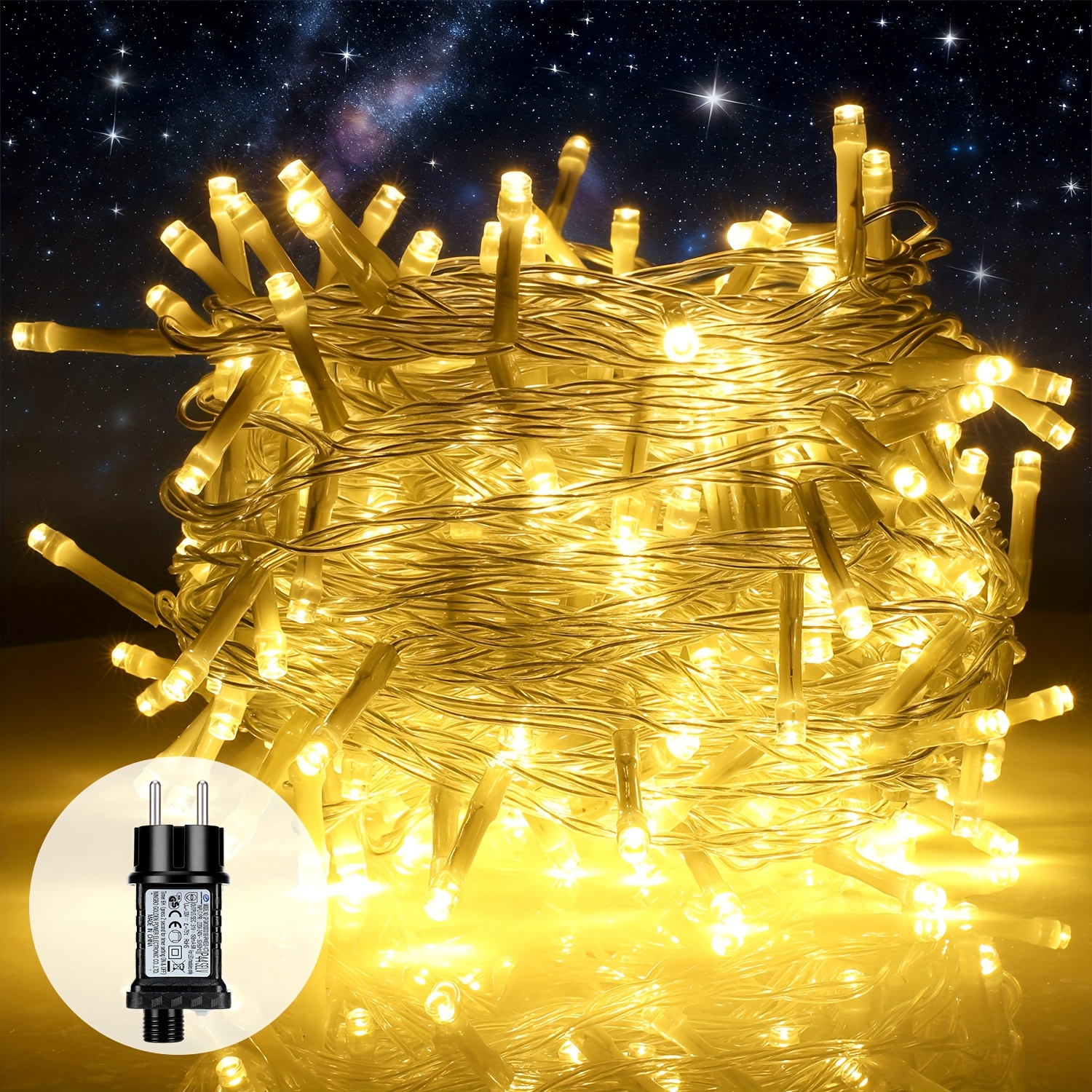 E-shop LED-Lichterkette 100M+5m Länge, 1000 LED-Lichter, 31V Stecker, LED-Lichterkette für mit Timer, Speicherfunktion, 8 , Beleuchtete Dekoration für