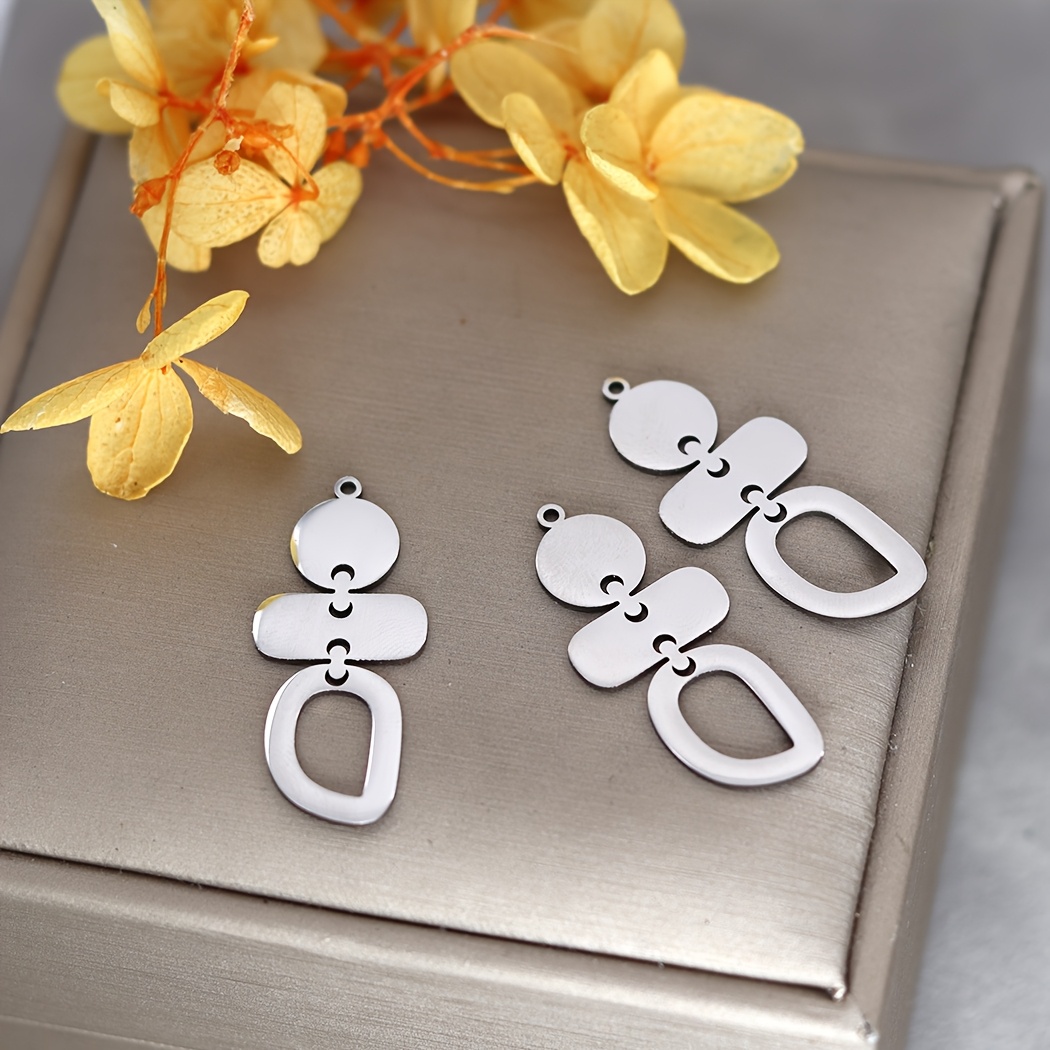 TEMU 3pcs Geometric Irregular Charms Charms For Jewelry Making Supplies Stainless Steel Pendants Diy Earring Necklace