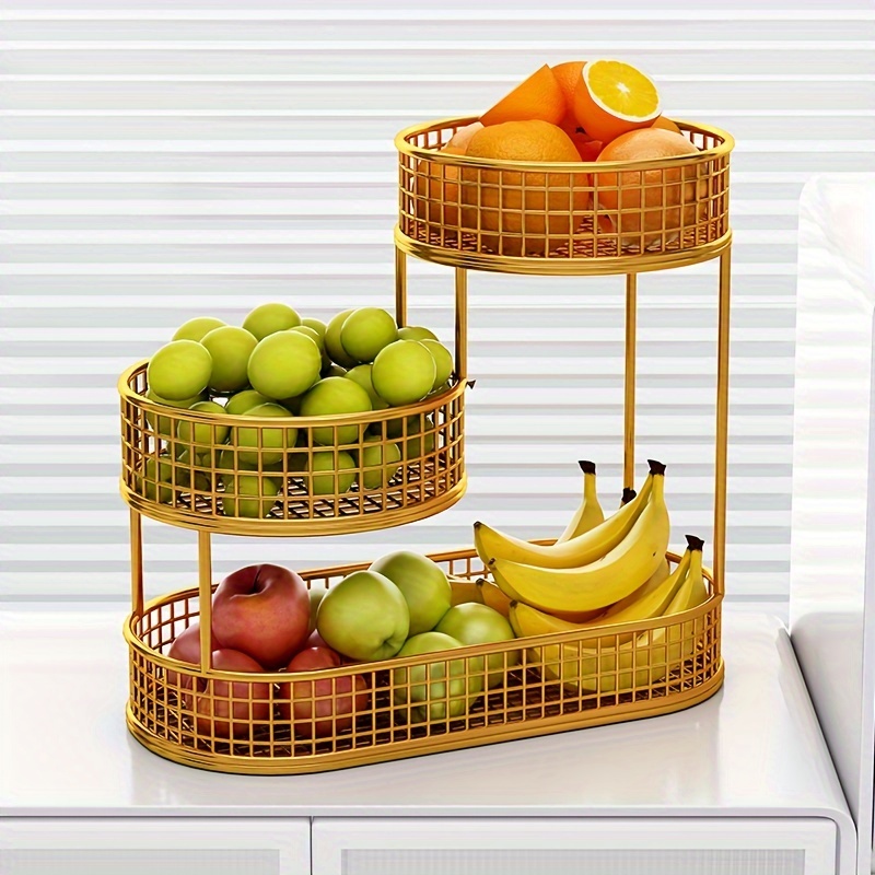 

1pc Elegant Multi-tier Metal Fruit Basket - Large And Luxurious Design, Non-food Contact, Decorative Snack And Fruit Tray For Living Room Coffee Table