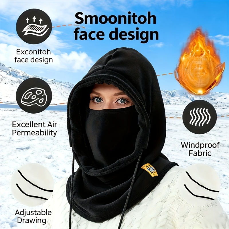 TEMU Men's & Women's Balaclava Ski Mask - Windproof Full Face & Neck Coverage Fleece Cold Weather Hat, Options For Skiing, Snowboarding, Ice Climbing