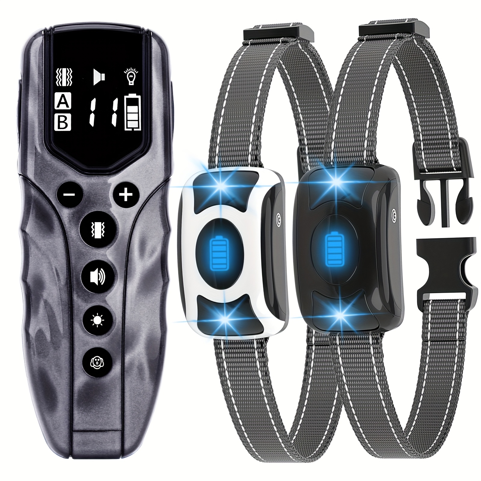 1pc nylon dog training collar with remote 2000ft range usb charging vibration sound training mode rechargeable lithium polymer battery   electric pet collar 0
