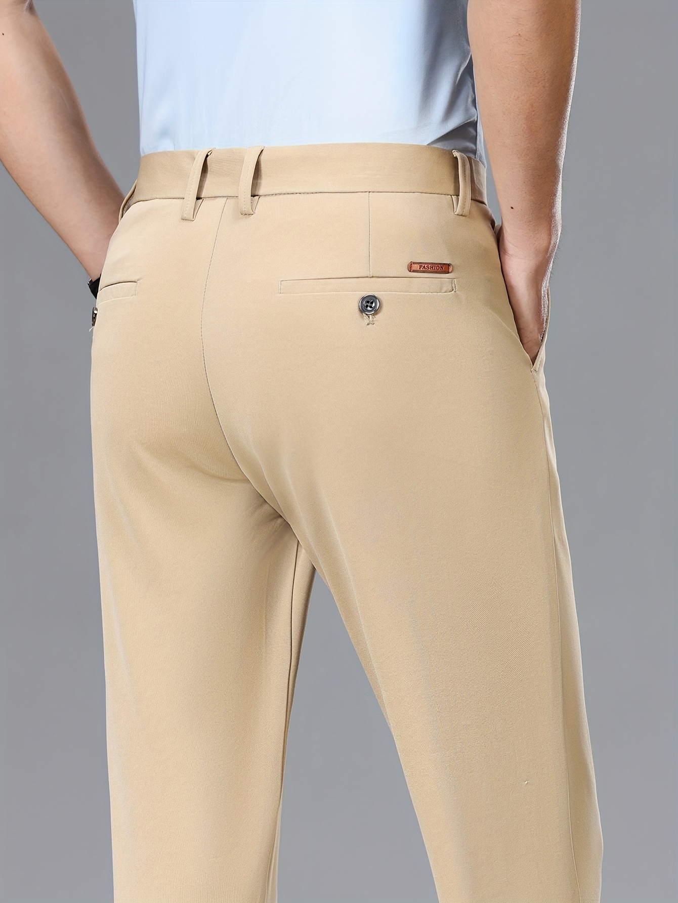 pantalones vestir ajustados hombre beige cómodos versátiles Temu