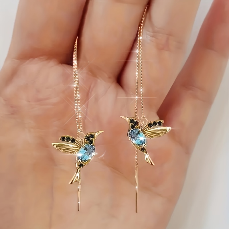 

Elegant, Fashionable, Exquisite, Gorgeous, Cute, And Colorful Synthetic Inlaid Hummingbird Pendant Earrings - A Super Designed Exquisite Jewelry Gift