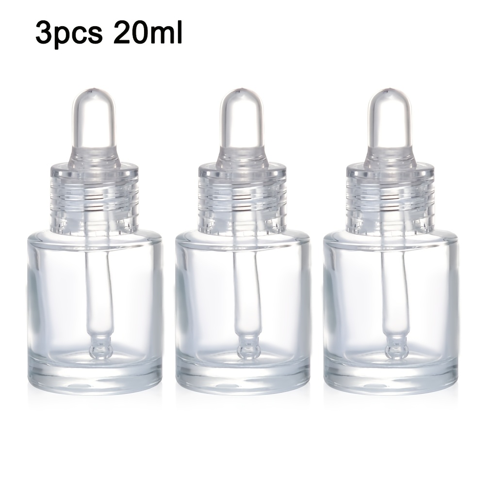 TEMU Ensemble de 3 flacons en verre transparent, de 20 millilitres (0,68 onces), avec compte-. Ces récipients réutilisables pour huiles essentielles