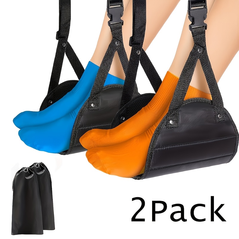 TEMU 2-pack Foot Rest For Airplane Travel, Portable Lightweight Flight Foot Hammock, Adjustable Aircraft Seat Footrest, , Essential For Long Haul