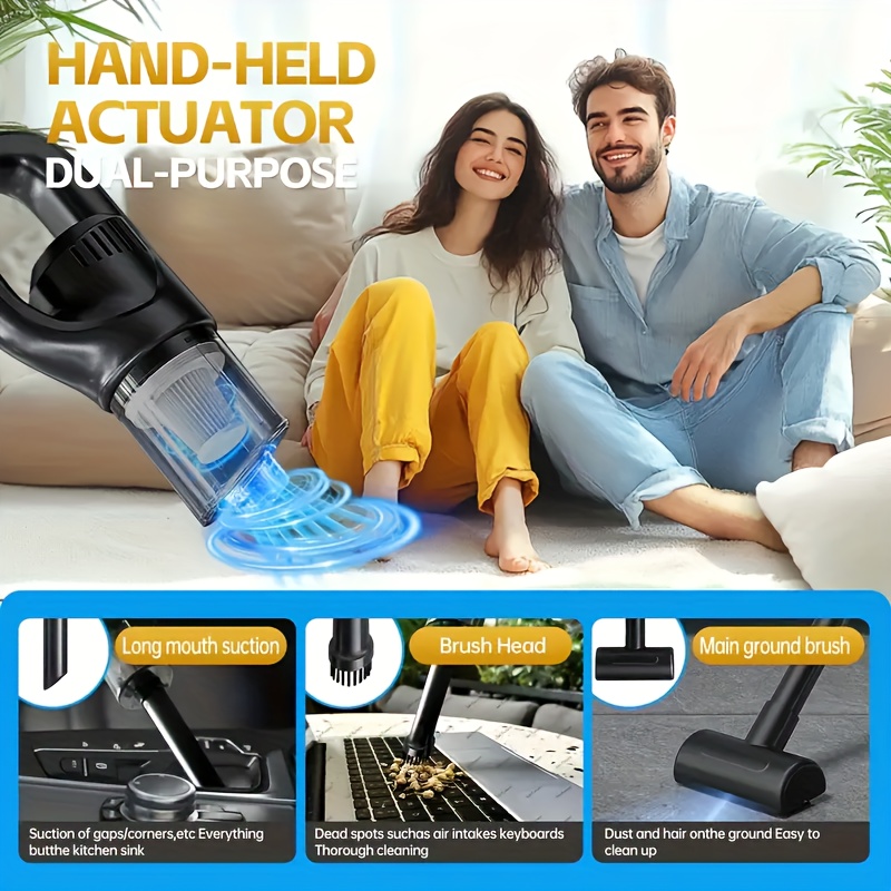 Aspiradora de Mano Inalámbrica con Carga Inalámbrica, Aspiradora Portátil para Coches, con Potente Succión Ciclónica, Adecuada para Vehículos, Oficinas y Hogares, Diseño Multifuncional Lavable, Succión Potente, Perfecta para Navidad, San Valentín