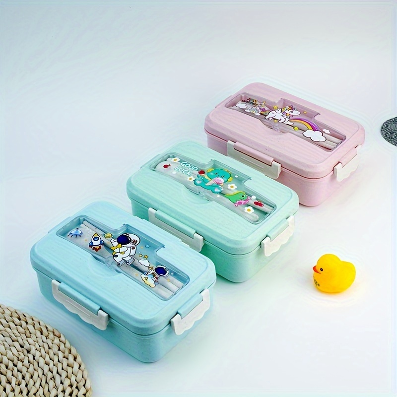 

1pc Leak-proof Insulated Lunch Box With Cute Cartoon Design - Thick, Multi-compartment Bento Box For Students & Workers, Microwave Safe, Hand Washable