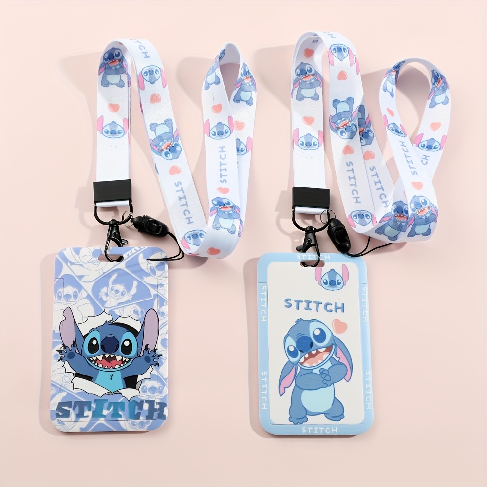 

Porte-carte d'identité Disney Stitch avec cordon, joli porte-carte de porte, tour de cou, porte-carte de crédit, accessoires d'identification