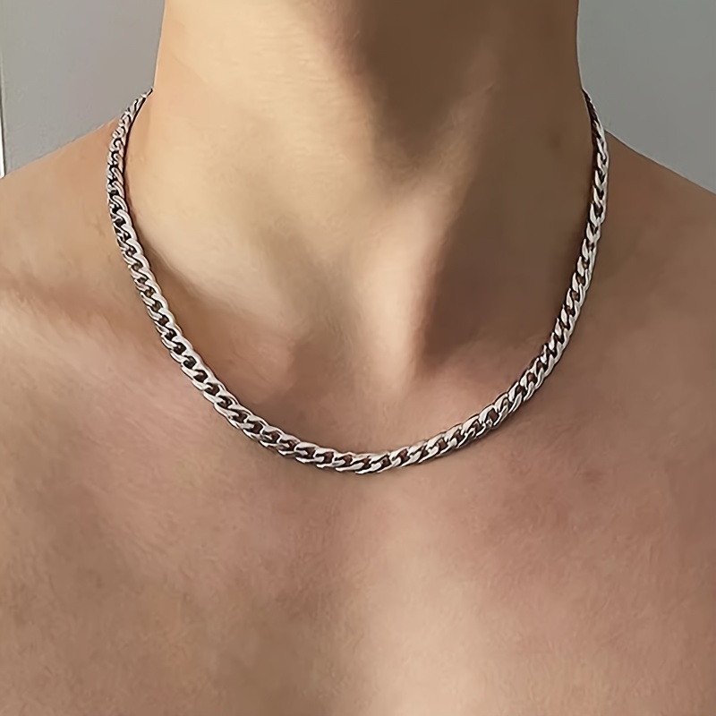 

1pc Titanium Steel Chain Necklace, Men's Trendy Chain Necklace, Unisex Necklace Accessories