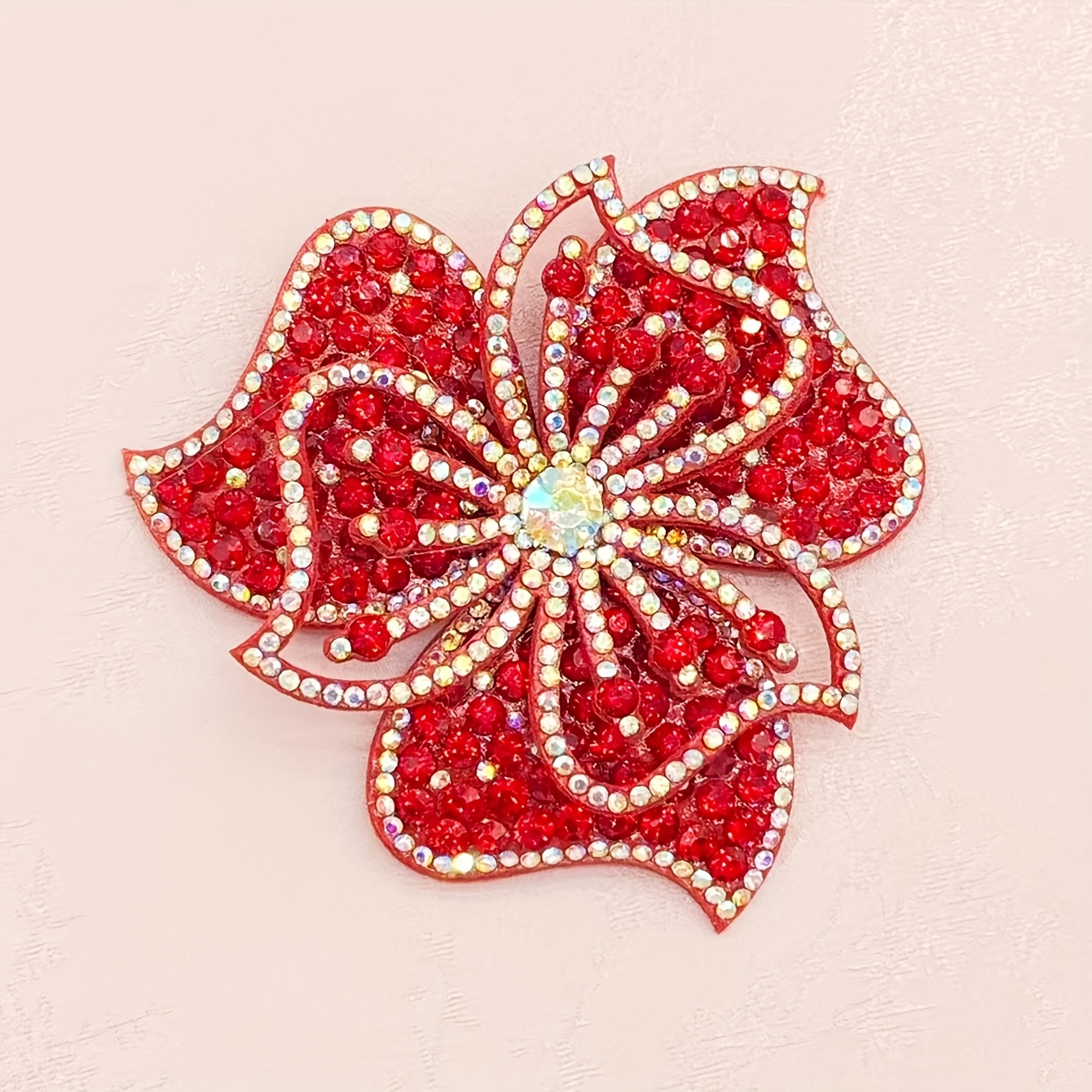 TEMU Fleur à six pétales de style nouveau avec strass thermocollants et paillettes, un patch à faire soi-même pour décorer les chaussures, les