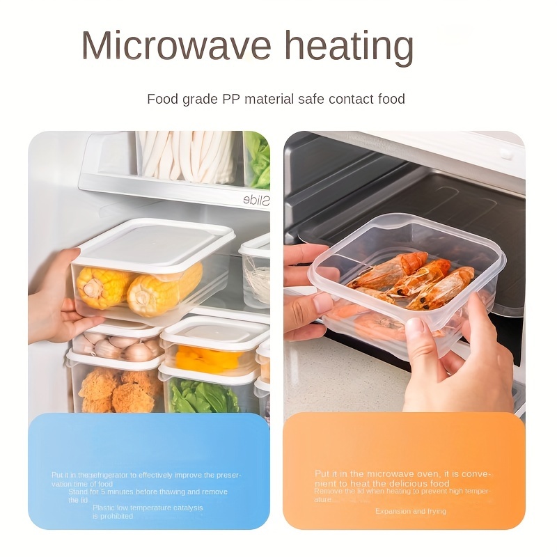 set of 4 stackable refrigerator organizer bins 1200ml 42  fridge storage containers with lids bpa free polypropylene   freshness preservation boxes for meat vegetables fruit details 5