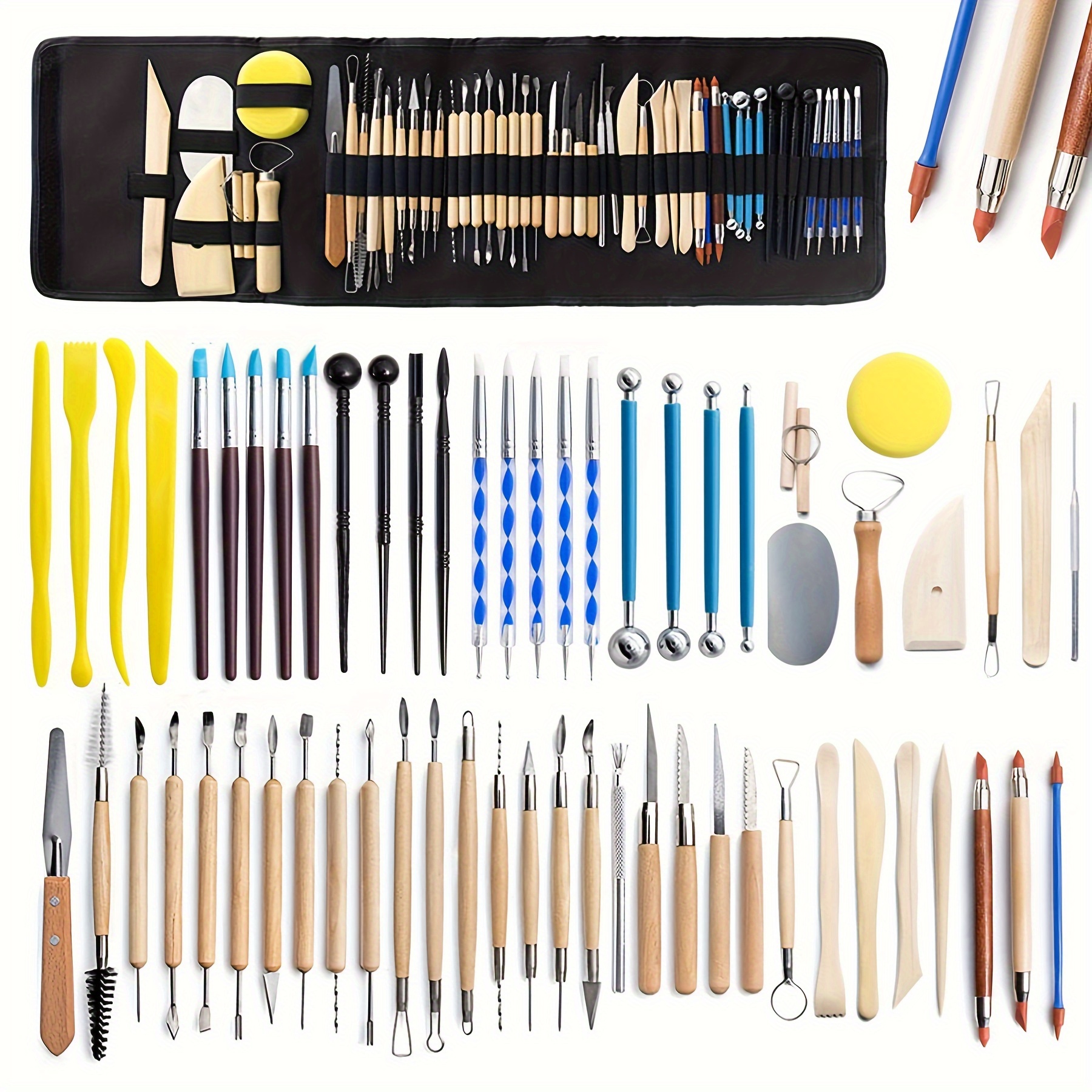 

61pcs Ceramics Clay Sculpture Polymer Tool Set Beginner's Craft Sculpting Pottery Modeling Carving Smoothing Wax Kit