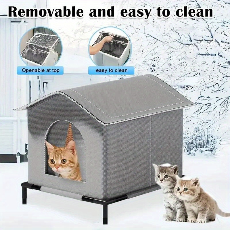 TEMU Outdoor Cat Shelter - Insulated Winter For Stray Cats And Small Dogs | Raised Base, In 3 Sizes, Pet Bed, Sturdy Cats, Perfect Gift For Animal