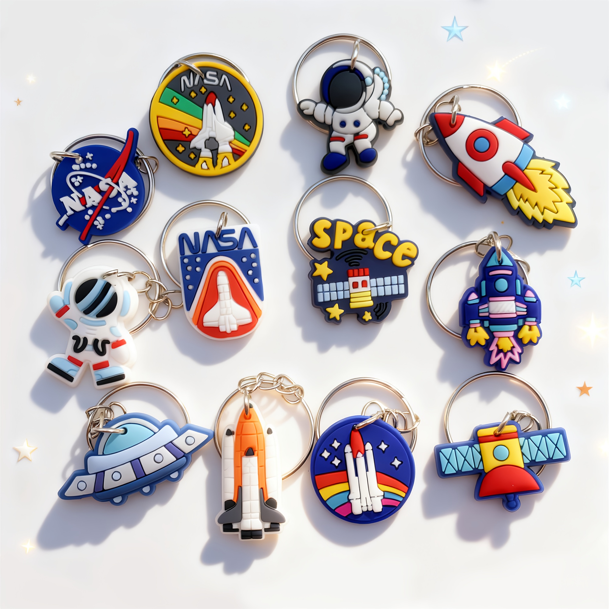 12pcs Astronaut Keychain - Space Rocket Diy Gift For Family, & School Use
