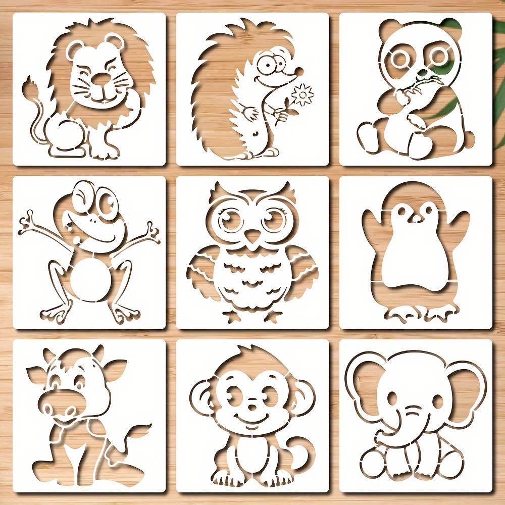 Lot De 16 Pochoirs De Peinture Animaux Et Plantes - Pochoirs à