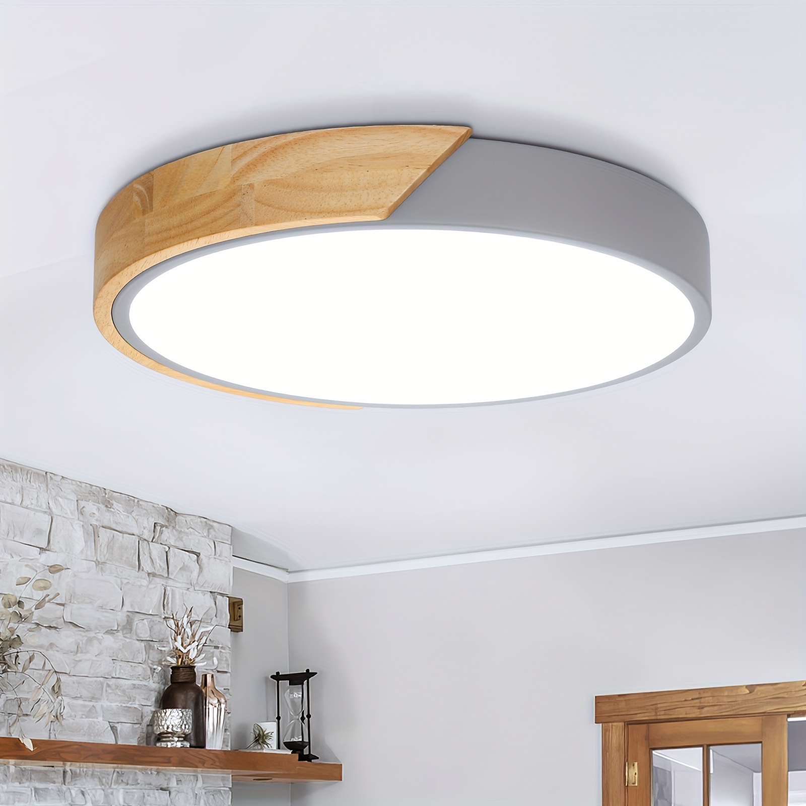 

Kimjo Led Wooden Ceiling Light 24w - Wooden Ceiling Light 2400lm 6000k 3000k- Led Ceiling Light 30cm For Bedroom Bedroom Hallway Bedroom