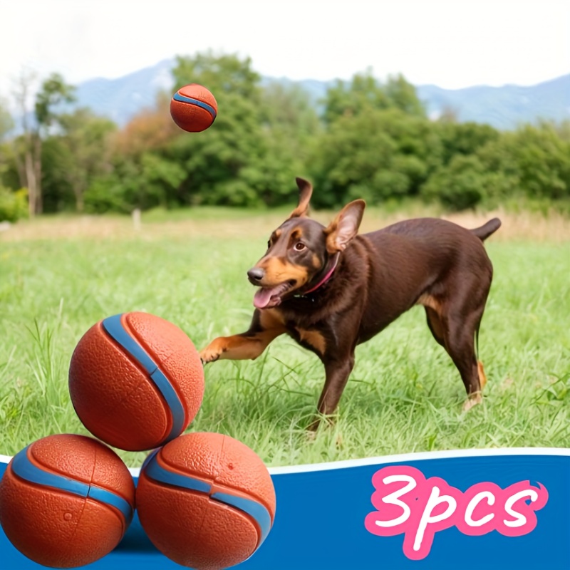 3pcs durable rubber dog chew balls medium dog interactive toys for teeth cleaning   fun striped design no batteries needed   halloween christmas pet gifts dog toys   accessory striped pattern sturdy construction without battery Product details 2