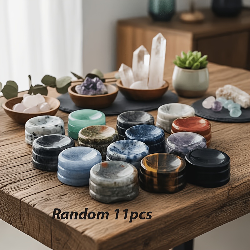 TEMU Natural Polished Stone Base, Random Colors, Sizes, Crystal Ball Ornament Base, Home Decoration, Office Decoration, Holiday Gift, Halloween And