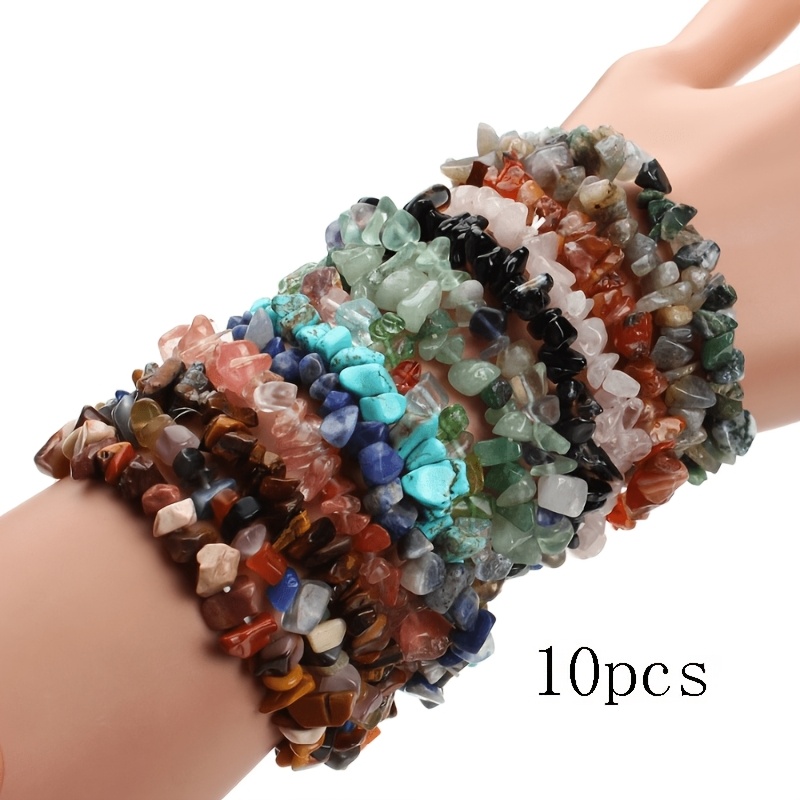 Image of 10/20pcs Natural Stone, Labradorite, Turquoise And Rose Quartz Bracelets For Men - Halloween, Thanksgiving And Christmas Gift Easter Gift