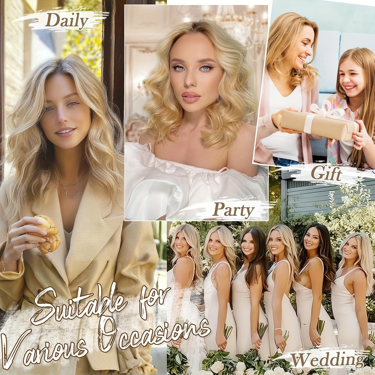 clip in hair extensions for women 14 short curly wavy hair extensions 4pcs invisible lace weft   hairpieces for daily party details 5