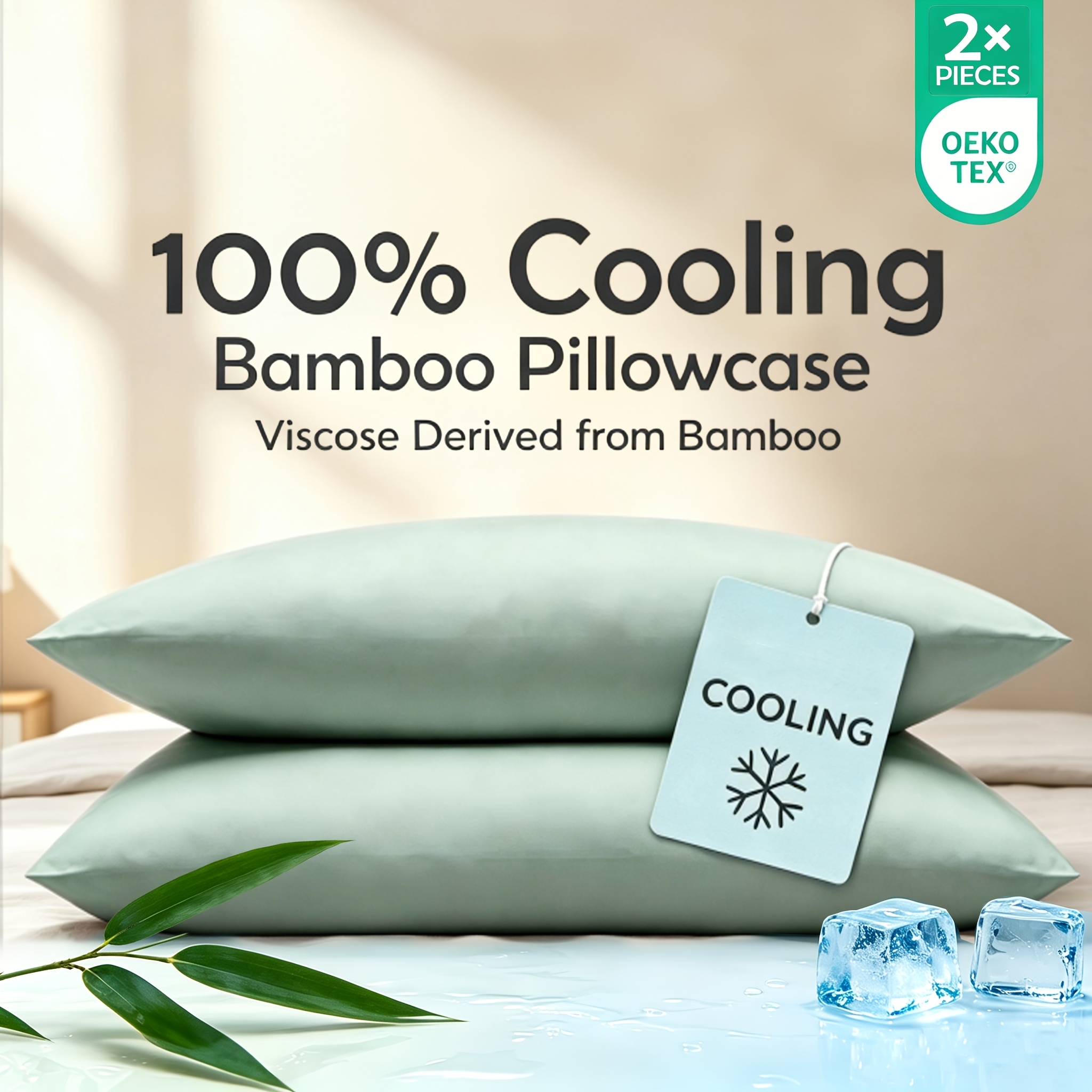 TEMU Superlake 2pcs Bamboo Viscose Pillow Cases Suitable For Hot Sleepers, Cooling Breathable Moisture-wicking Bed Sheets With Envelope Closure,