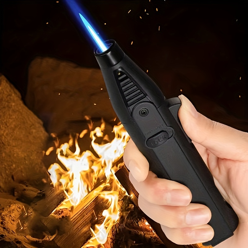 2-Pack Cool Butane Lighter, Windproof & Reusable Torch Lighter Set Adjustable Flame Ideal Campfires Grilling Everyday Use Men Outdoor Enthusiasts Gas No