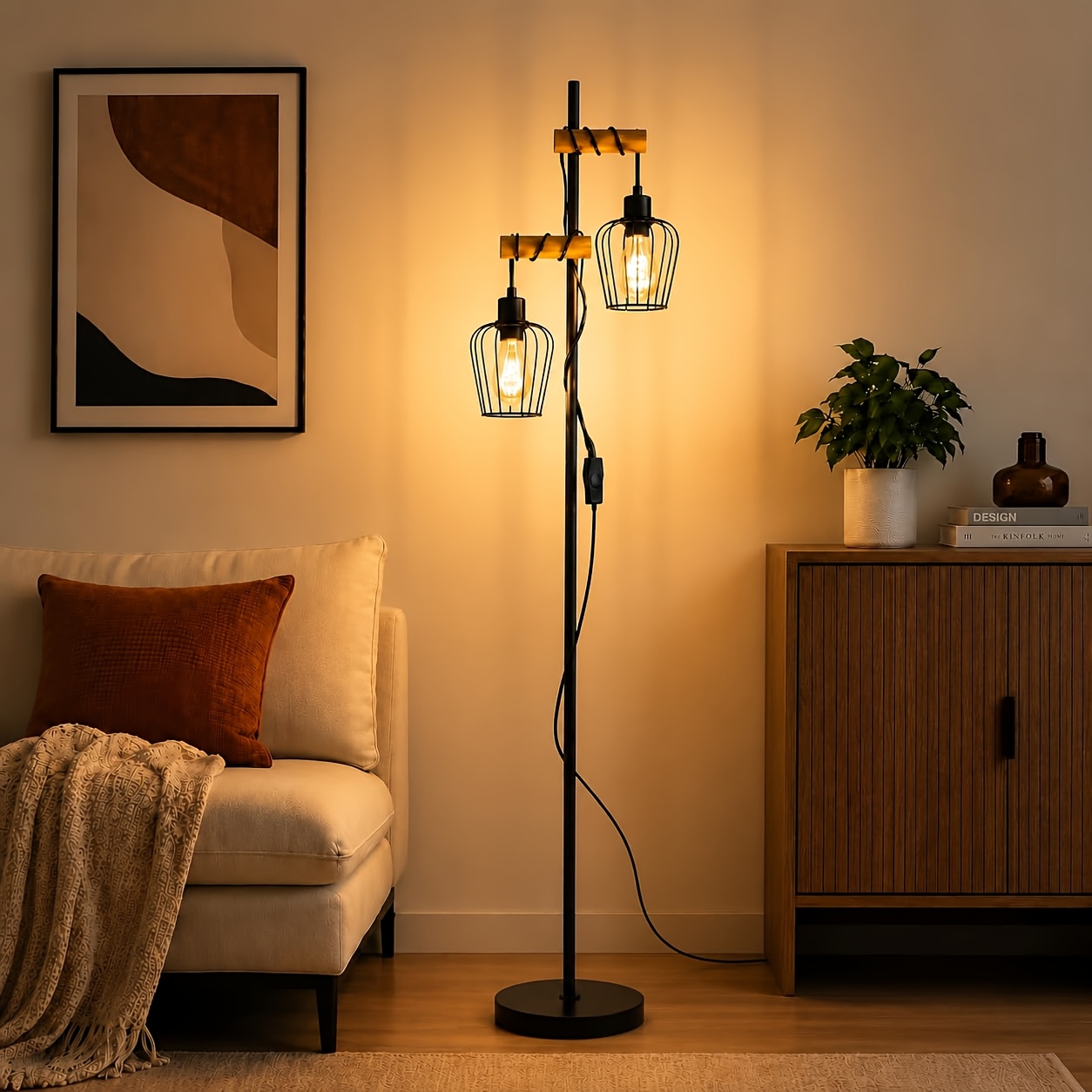 151cm Retro Living Room Floor Lamp Office Floor Lamp Metal Lampshade With Switch, Black Socket Type: E27 For Bedrooms, Living Rooms, And Home Offices Bulb Not Included