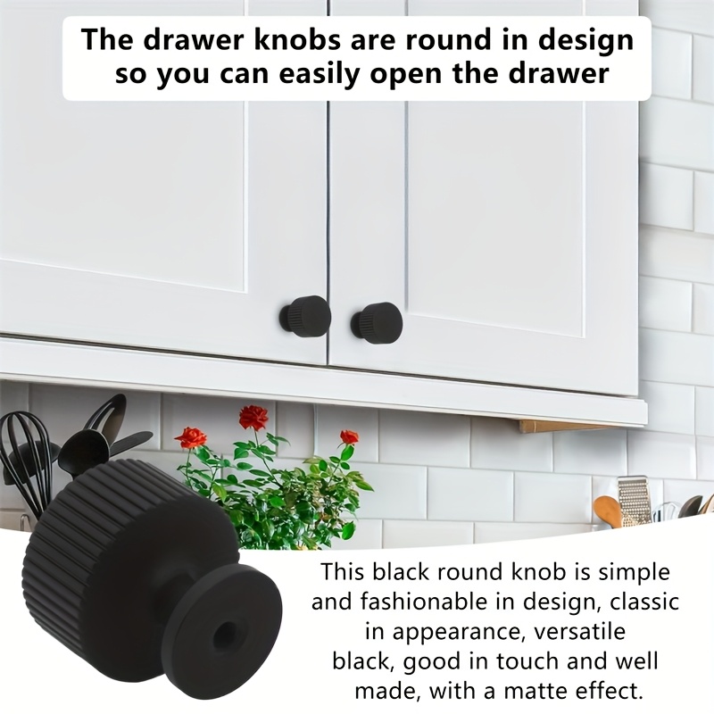matte black dresser knobs Flat Black Kitchen Cabinet Knobs - Round Ringed Drawer Handles