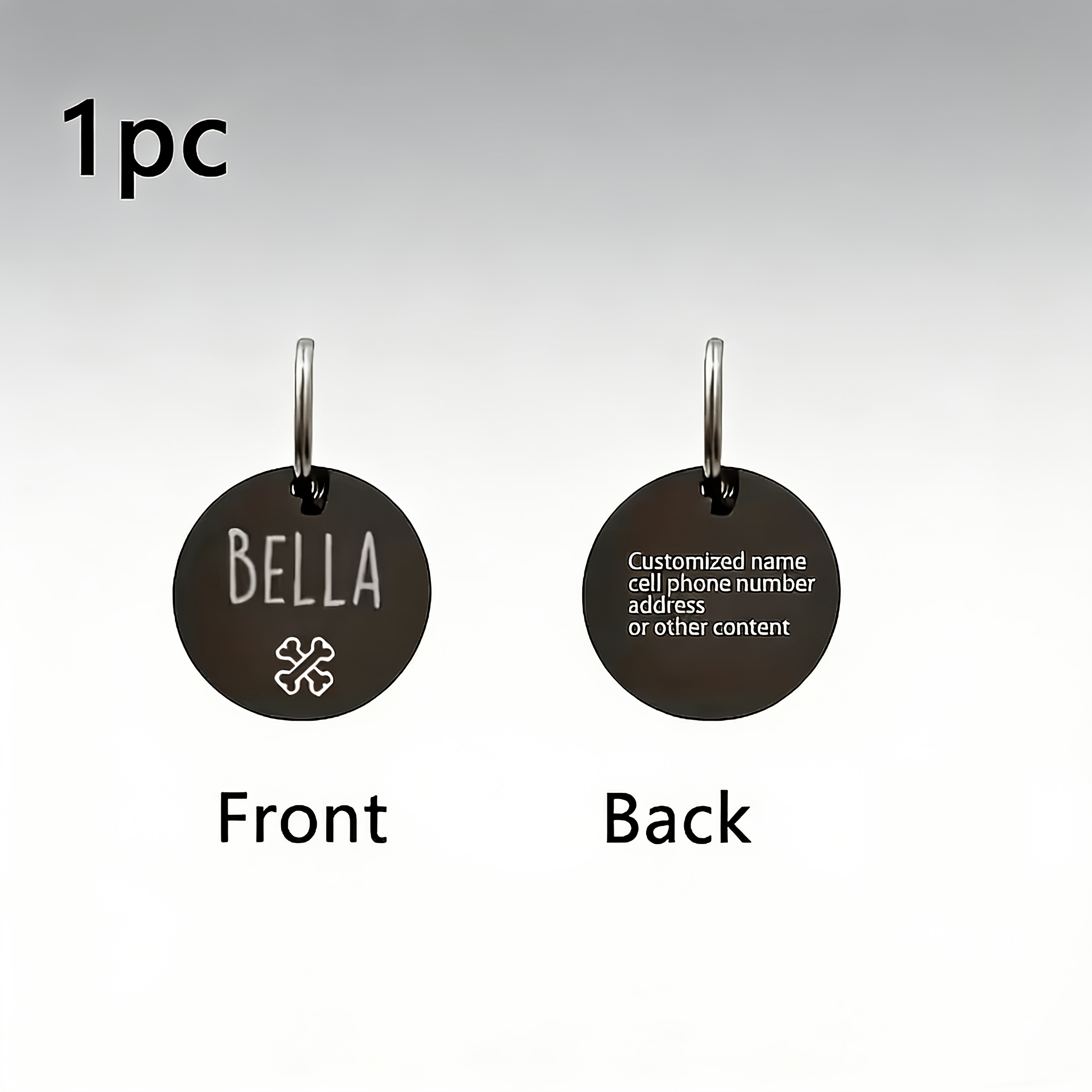 Double-Sided Engraved Pet Tag, Custom Easy Round Metal Anti-Lost Tag