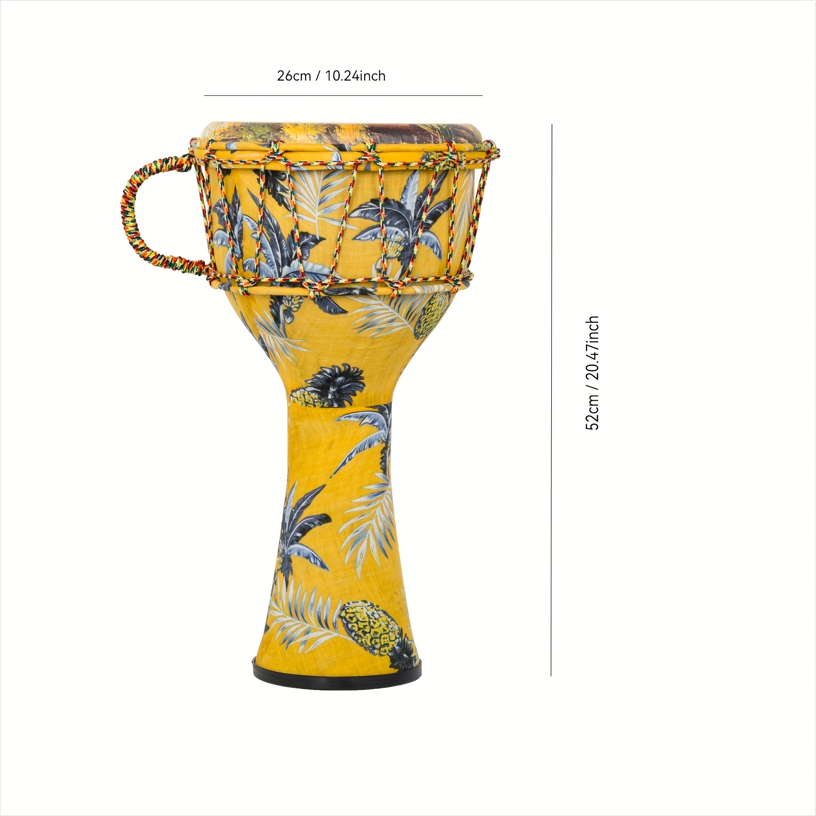 Keland African Drum - Lightweight Hand Drum with Vibrant Yellow & Design, Tuning-Free Modern Material, Excellent Bass, Midrange & Treble, Perfect for Rhythm Practice