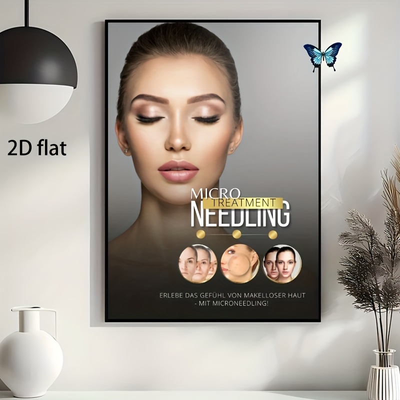 TEMU 2d Flat, 2d Flat, 2d Flat A Frameless Canvas Art Poster - Micro-needle Beauty Poster, Beauty Poster, Suitable For Living Room, Bedroom, Office,