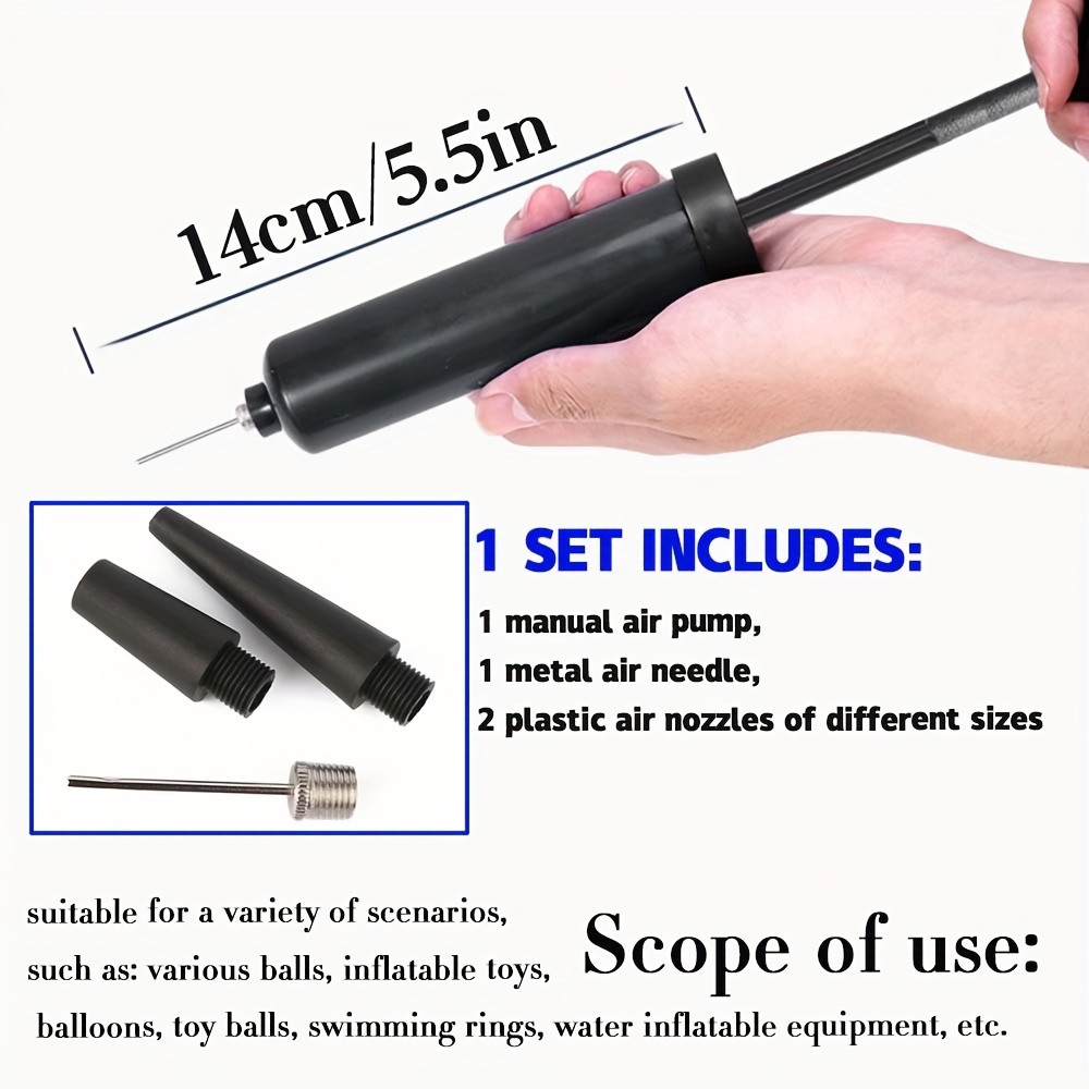 TEMU 1 Multifunctional Manual Pump, Portable Air Pump With Dual Nozzles, Made Of Durable Pp Material, Suitable For Footballs, Basketballs,