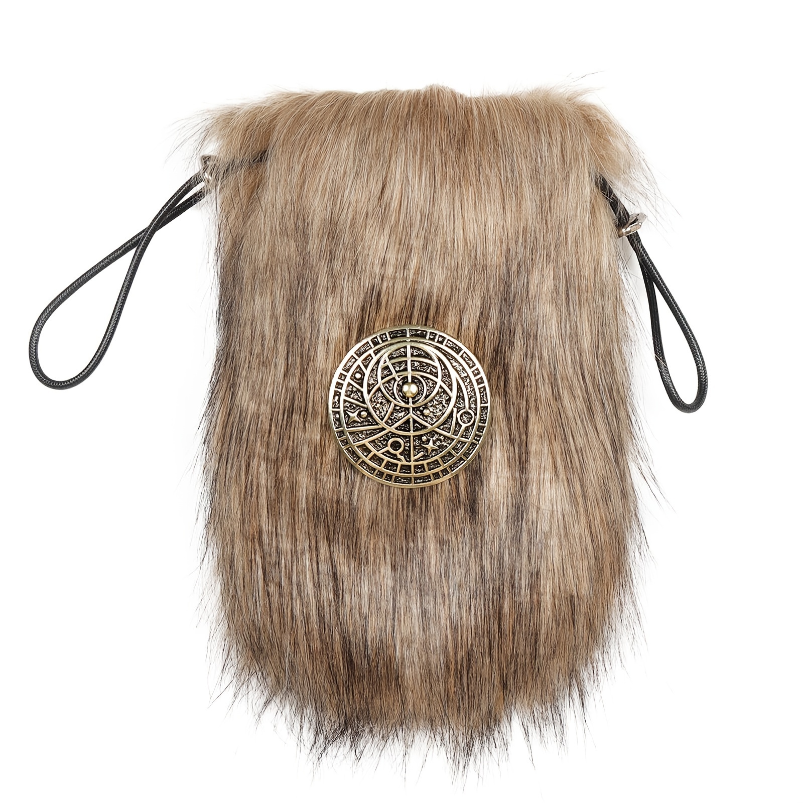 E-shop Retro Wikinger-Stil Kunstlederbeutel mit Kordelzug, Renaissance Mittelalter Hüftbeutel, Tragbarer Münzfach aus der Mittelalterzeit für LARP