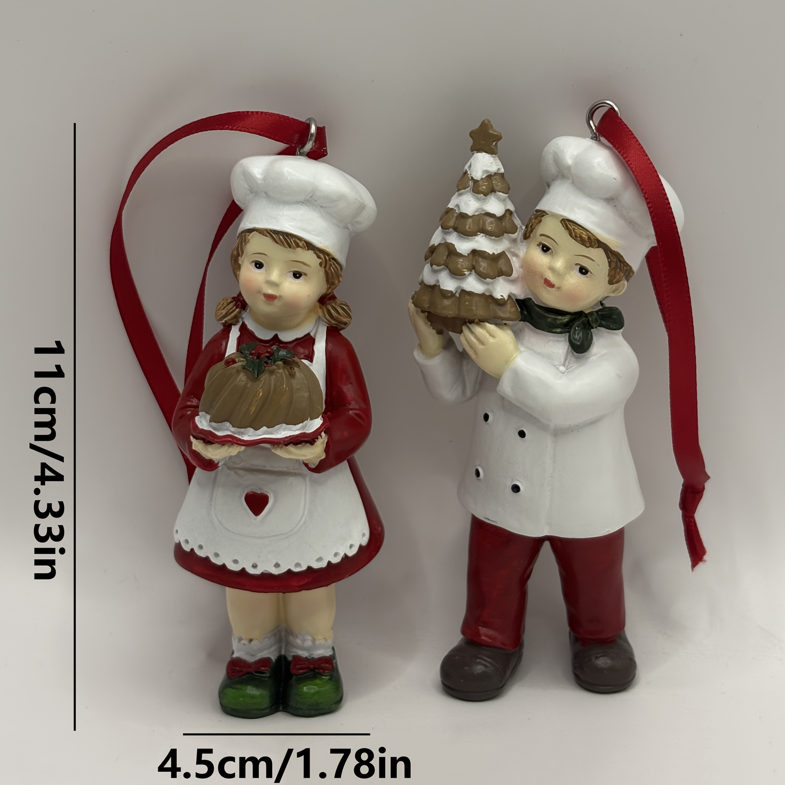 TEMU 2pcs Christmas Hanging Ornament Set, Boy Girl Chef Cake Pendant Kitchen Christmas Tree Decoration