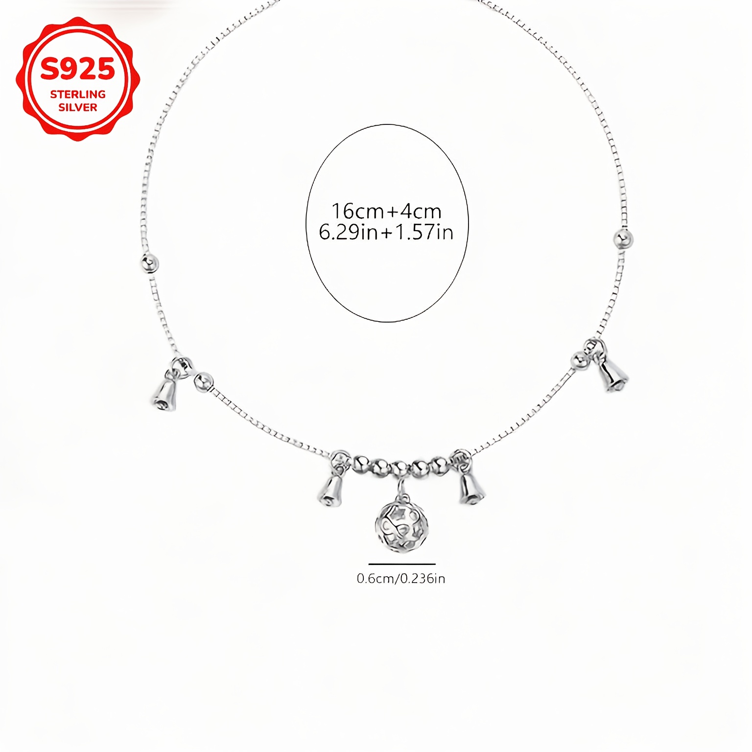 925 Sterling Silver Hollow-Out Wind Chime Bracelet, Elegant Gift
