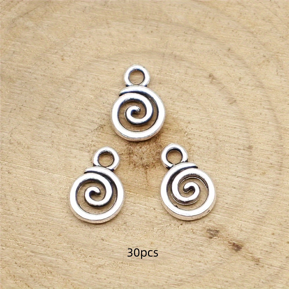 Image of 30pcs Ancient Silvery Color Charm Swirl Pendant Cute Jewelry Pendant Diy Earrings Necklace Bracelet Handmade Craft Jewelry Accessories 11x8mm