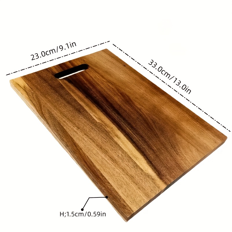 TEMU 1 Planche à Découper Épaisse et Robustes avec Prise Antidérapante et Finition Bois Brun Foncé - Grande Planche à Découper Adaptée pour Viande,