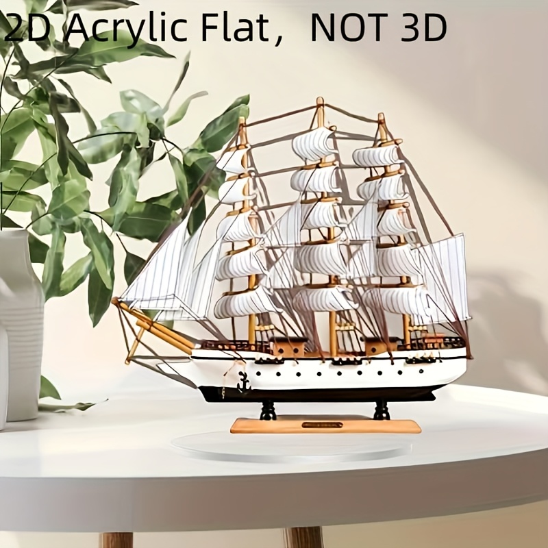 

1pc 2d Flat Acrylic Bohemian Crystal Sailboat Model - Ocean Theme Desktop Decoration, Bohemian Ornament, Suitable For Home, Office, Bedroom, Cafe