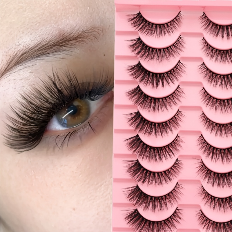 10 pairs 3d fluffy false eyelashes thick volume   mink lashes dramatic look eyelashes for daily party makeup reusable soft lashes Product details 3