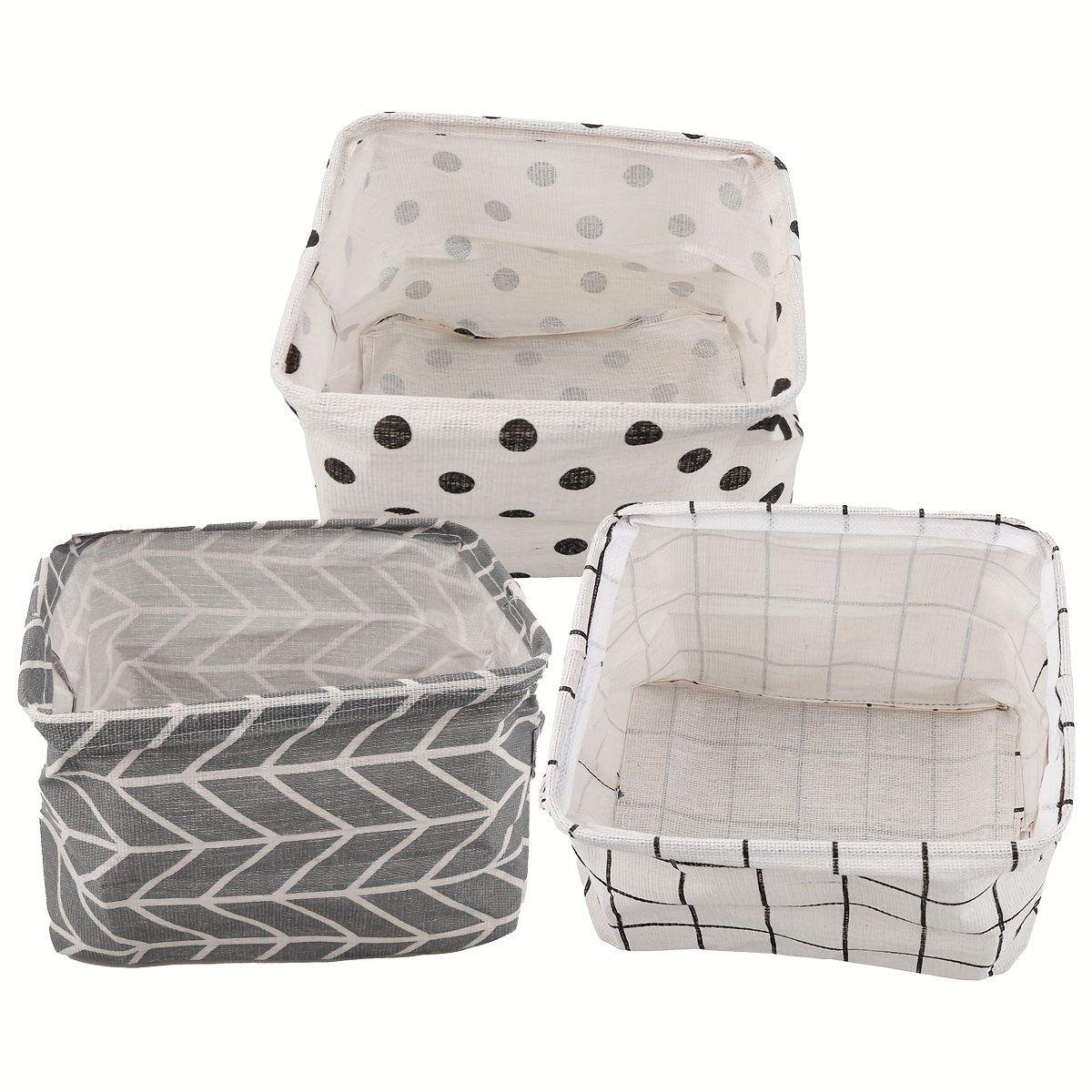 3pcs Small Fabric Storage Baskets, Bathroom Storage Baskets Collapsible Square Storage Boxes With Handles Shelf Basket
