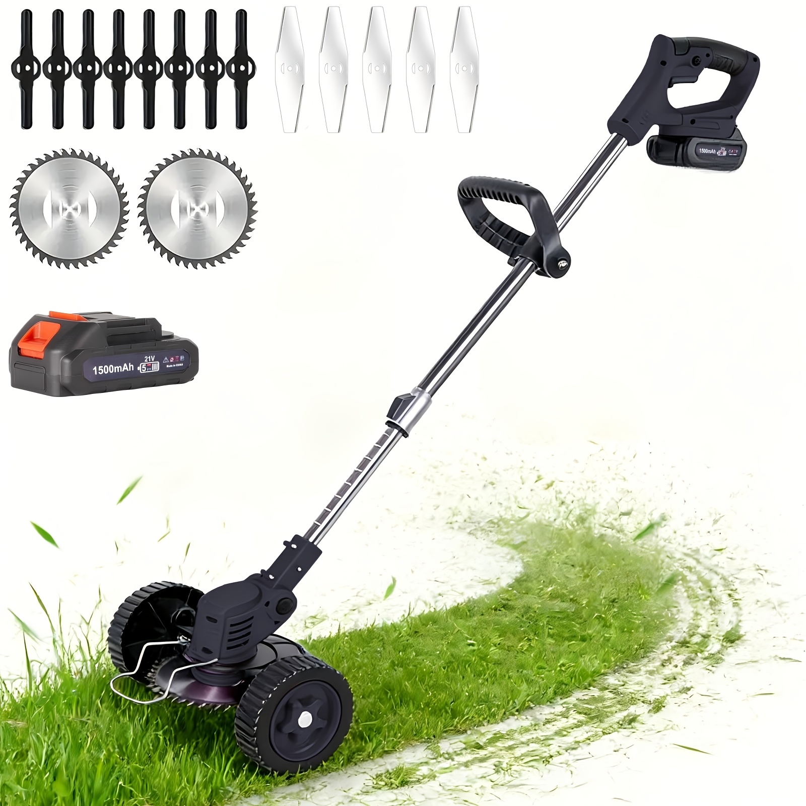 TEMU Compact, Portable Electric Lawn Mower For Home Use; A Lithium-ion Battery; Features Multiple Blade Options; Weed Trimmer; Versatile Garden Weed
