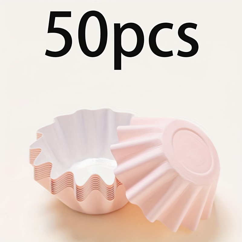 TEMU 50 piezas de moldes para cupcakes con de estrellas, vasitos para hornear antiaceite para , , fiestas, suministros de repostería, rosa//