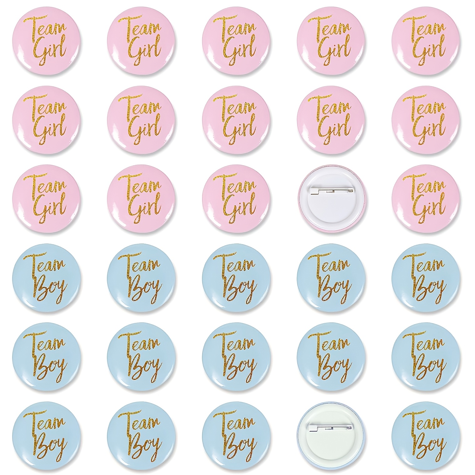 TEMU Gender Reveal Button Pins 30pcs, Team Boy Girl Button Pins, Button Pin For Baby Shower Party Favors Gender Reveal Party Supplies For