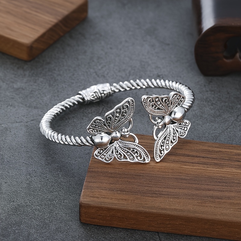 TEMU Bracelet ouvert papillon style vintage, parfait pour les réunions tendance, idéal pour une tenue décontractée, parfait pour tout événement,