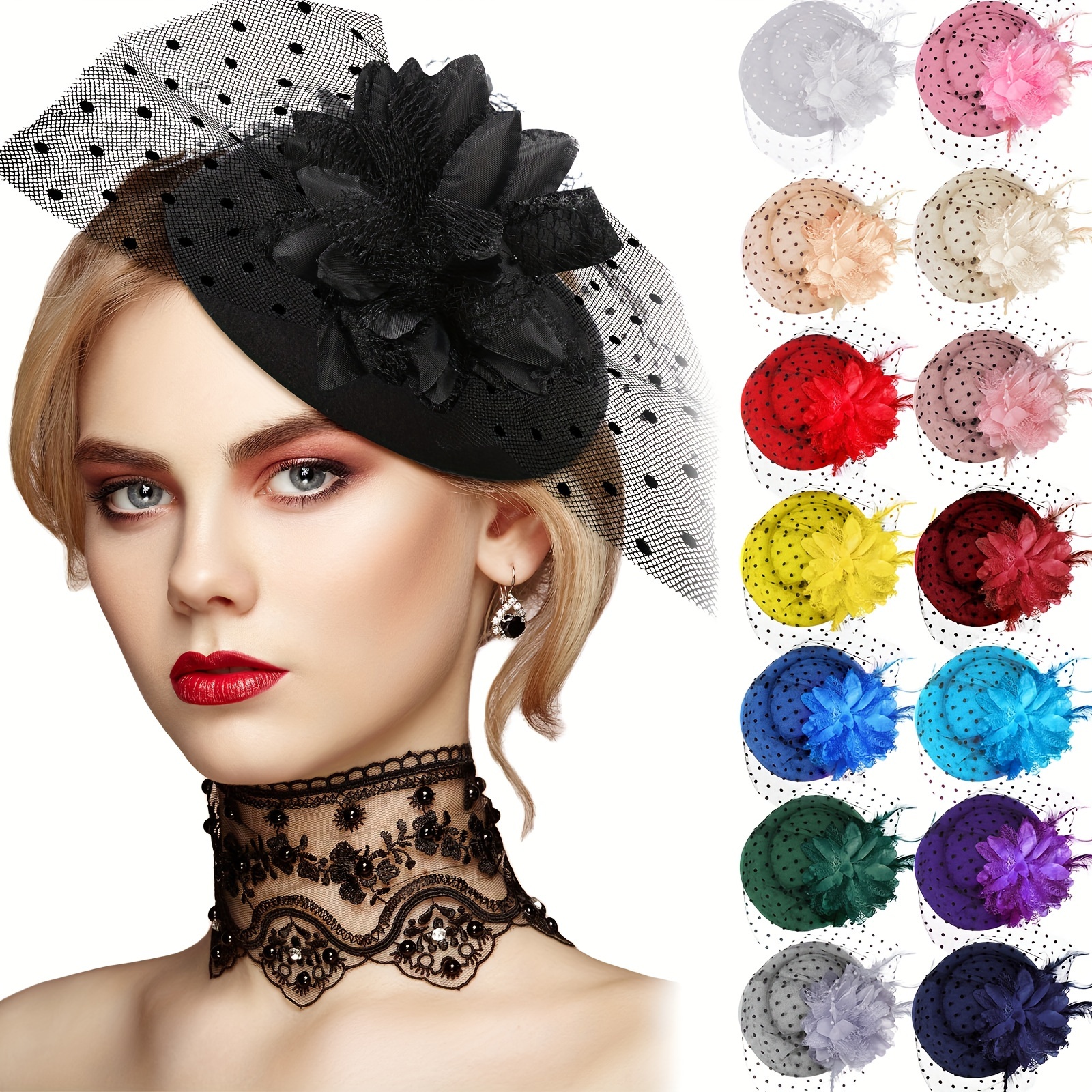 15pcs tea party hats women 20s fascinators pillbox hats