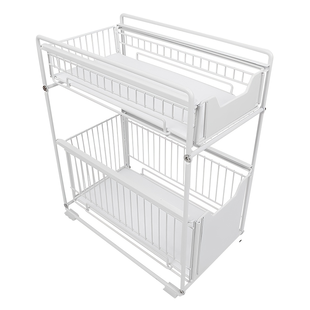 TEMU Organizador de Almacenamiento de 2 Niveles con Cajones Deslizantes y Estructura de Carbono - Estantes de 2 Niveles que Ahorran , Diseño Abierto,